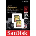 SDHC 16GB Extreme Twin pack Class 10 UHS 45MB/s